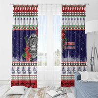 American Samoa Christmas Window Curtain Poinsettia La Maunia Le Kilisimasi LT05 - Polynesian Pride