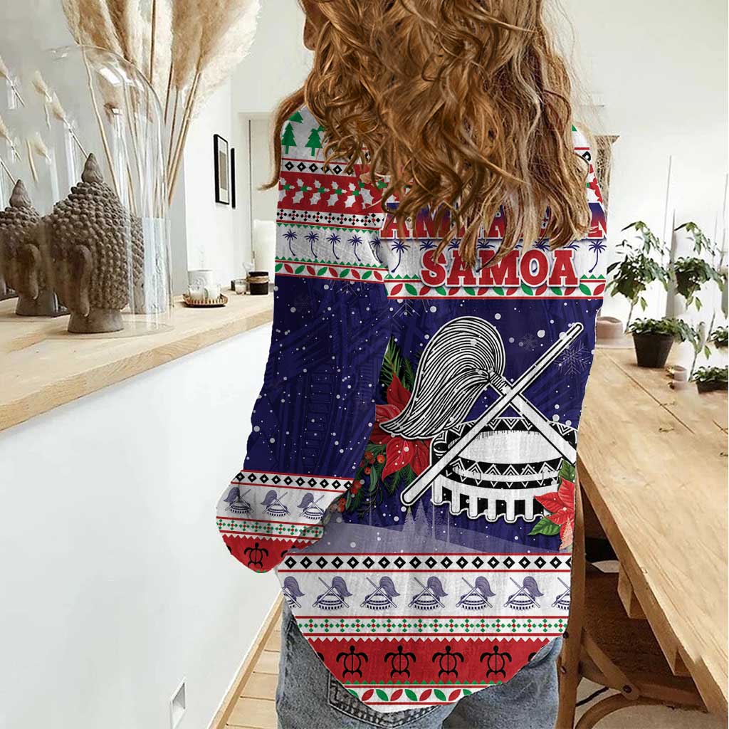 American Samoa Christmas Women Casual Shirt Poinsettia La Maunia Le Kilisimasi LT05 - Polynesian Pride