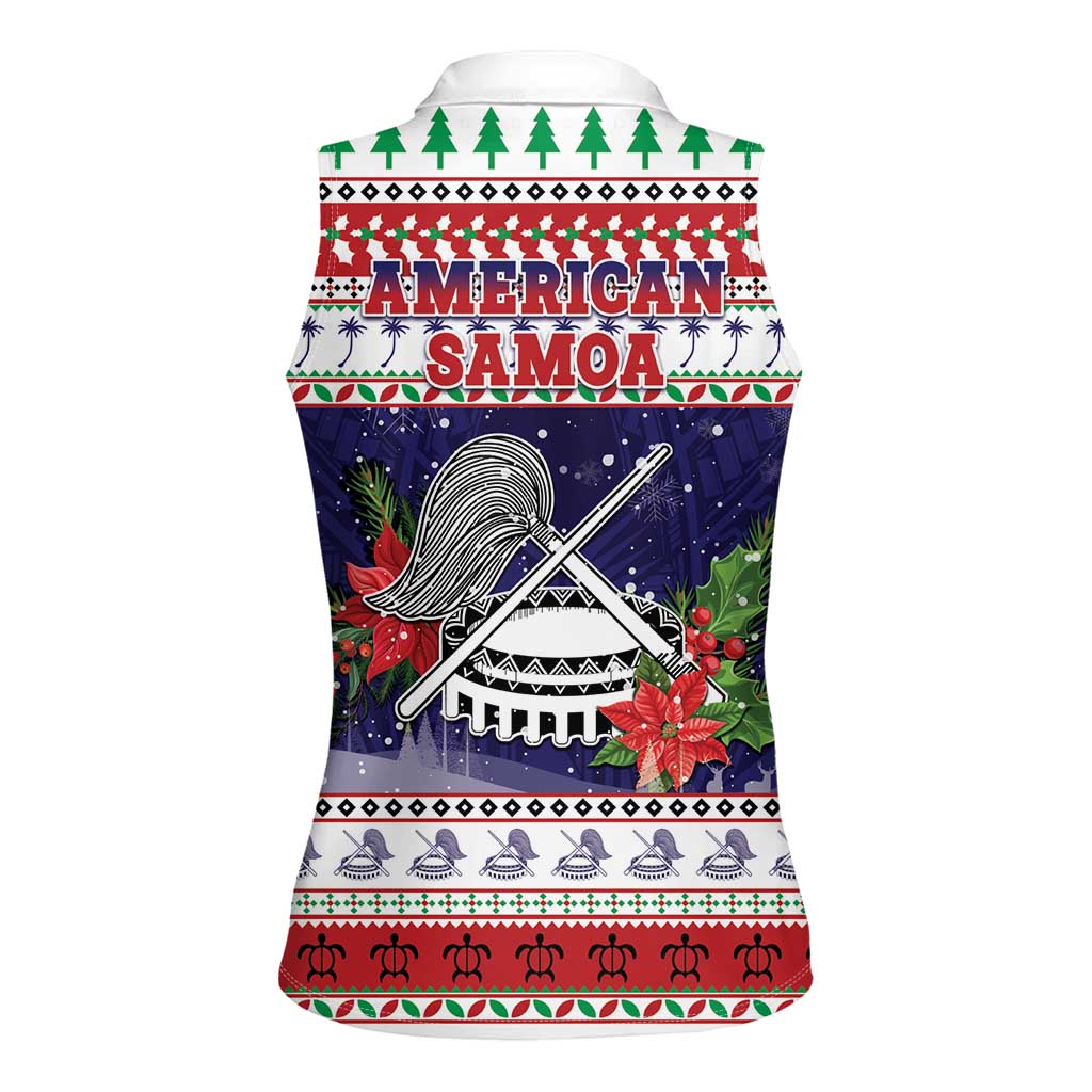 American Samoa Christmas Women Sleeveless Polo Shirt Poinsettia La Maunia Le Kilisimasi LT05 - Polynesian Pride