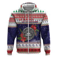 American Samoa Christmas Zip Hoodie Poinsettia La Maunia Le Kilisimasi LT05 Zip Hoodie White - Polynesian Pride