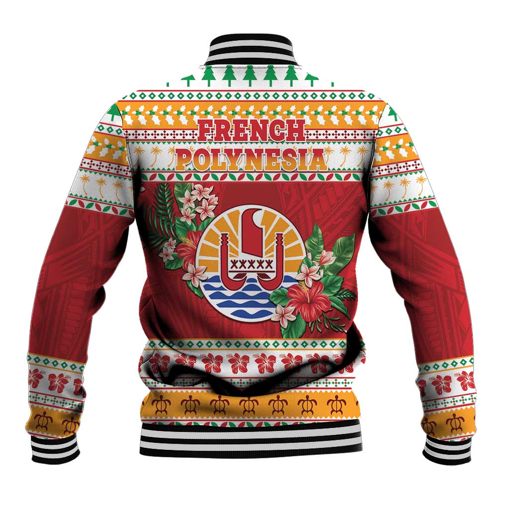 French Polynesia Christmas Baseball Jacket Coat Of Arms Merry Xmas LT05 - Polynesian Pride