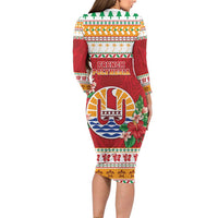 French Polynesia Christmas Family Matching Long Sleeve Bodycon Dress and Hawaiian Shirt Coat Of Arms Merry Xmas LT05 - Polynesian Pride