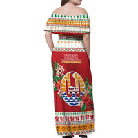 French Polynesia Christmas Family Matching Off Shoulder Maxi Dress and Hawaiian Shirt Coat Of Arms Merry Xmas LT05 - Polynesian Pride