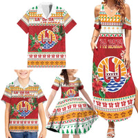 French Polynesia Christmas Family Matching Summer Maxi Dress and Hawaiian Shirt Coat Of Arms Merry Xmas LT05 - Polynesian Pride
