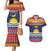 Kiribati Christmas Couples Matching Mermaid Dress and Hawaiian Shirt Coat Of Arms Tekeraoi Te Kiritimati LT05 Red - Polynesian Pride