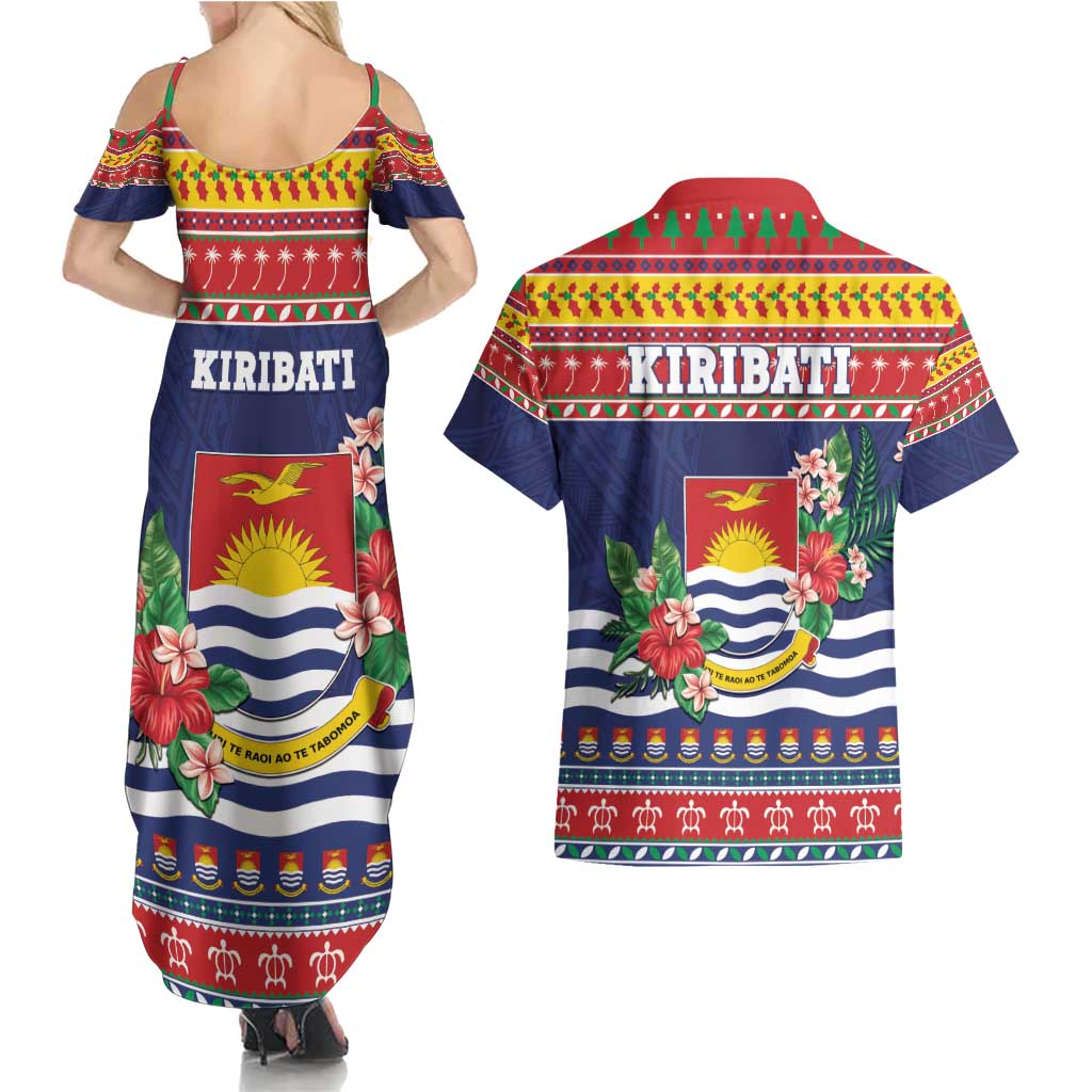 Kiribati Christmas Couples Matching Summer Maxi Dress and Hawaiian Shirt Coat Of Arms Tekeraoi Te Kiritimati LT05 - Polynesian Pride
