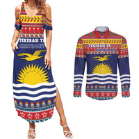 Kiribati Christmas Couples Matching Summer Maxi Dress and Long Sleeve Button Shirt Coat Of Arms Tekeraoi Te Kiritimati LT05 Red - Polynesian Pride