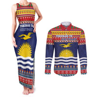 Kiribati Christmas Couples Matching Tank Maxi Dress and Long Sleeve Button Shirt Coat Of Arms Tekeraoi Te Kiritimati LT05 Red - Polynesian Pride