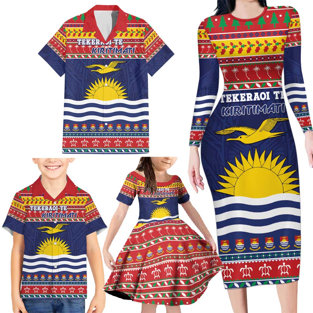 Kiribati Christmas Family Matching Long Sleeve Bodycon Dress and Hawaiian Shirt Coat Of Arms Tekeraoi Te Kiritimati LT05 - Polynesian Pride