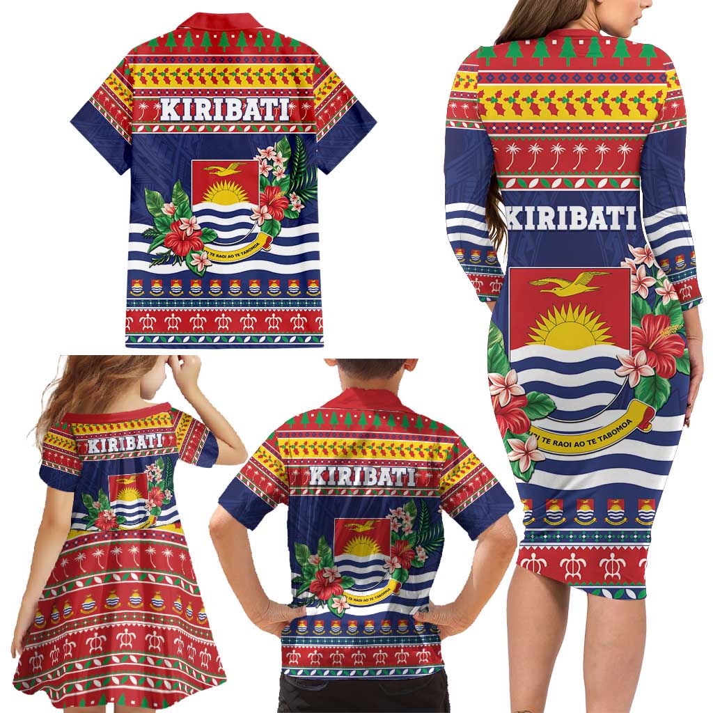 Kiribati Christmas Family Matching Long Sleeve Bodycon Dress and Hawaiian Shirt Coat Of Arms Tekeraoi Te Kiritimati LT05 - Polynesian Pride
