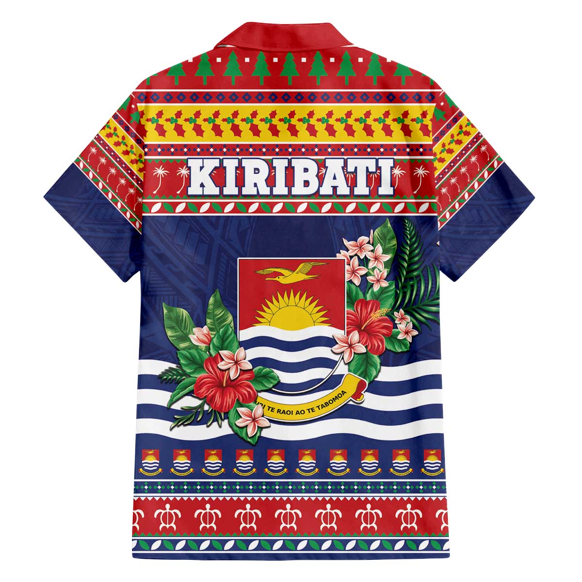 Kiribati Christmas Family Matching Off The Shoulder Long Sleeve Dress and Hawaiian Shirt Coat Of Arms Tekeraoi Te Kiritimati LT05 - Polynesian Pride