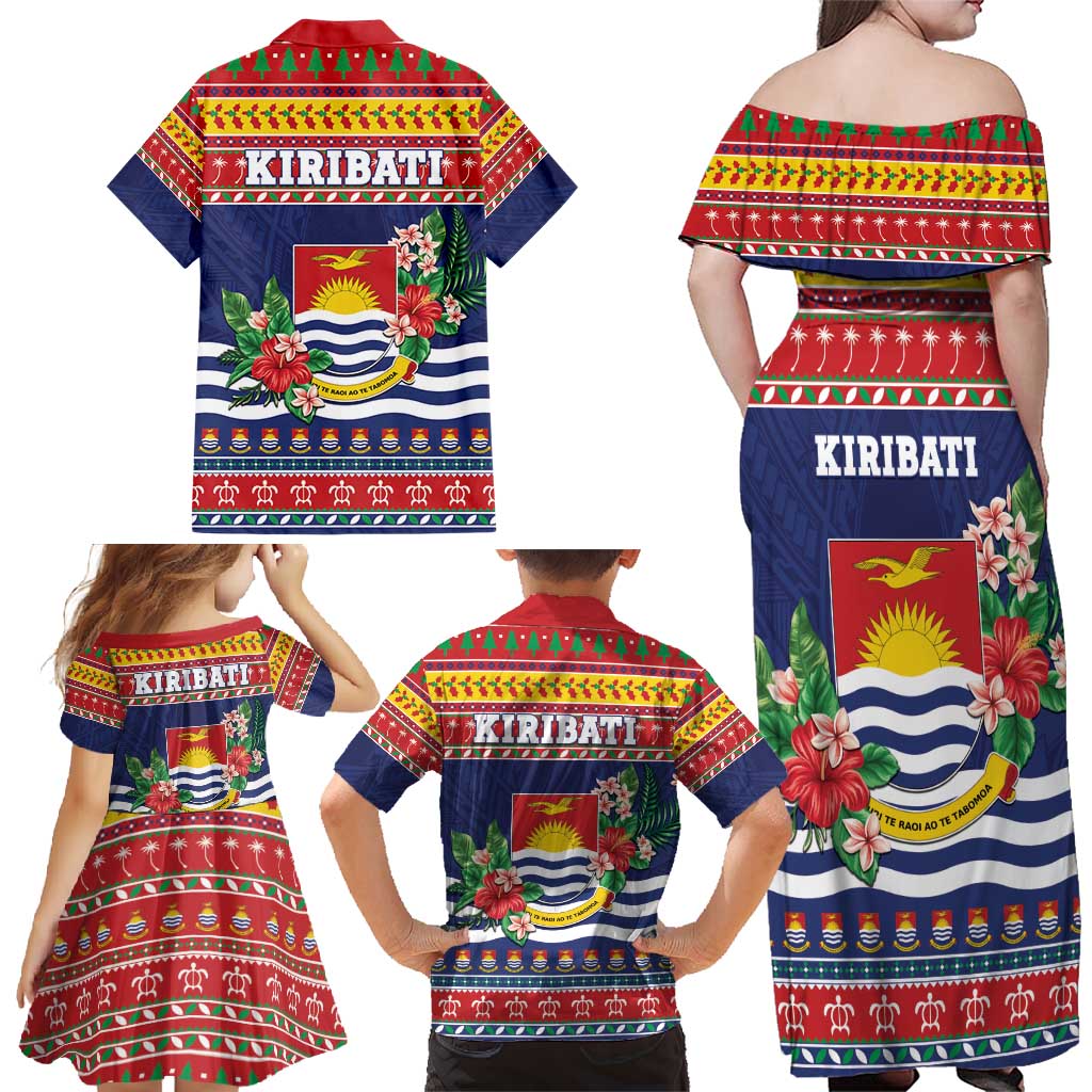 Kiribati Christmas Family Matching Off Shoulder Maxi Dress and Hawaiian Shirt Coat Of Arms Tekeraoi Te Kiritimati LT05 - Polynesian Pride