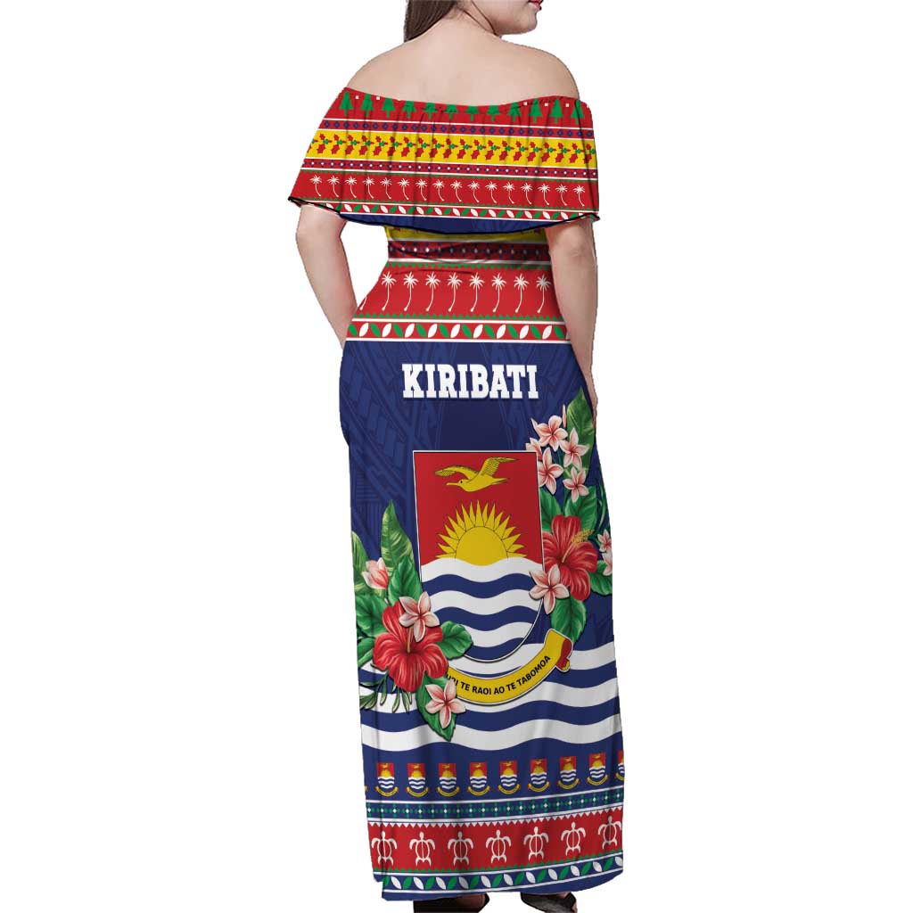 Kiribati Christmas Family Matching Off Shoulder Maxi Dress and Hawaiian Shirt Coat Of Arms Tekeraoi Te Kiritimati LT05 - Polynesian Pride
