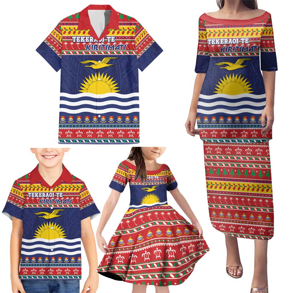 Kiribati Christmas Family Matching Puletasi and Hawaiian Shirt Coat Of Arms Tekeraoi Te Kiritimati LT05 - Polynesian Pride
