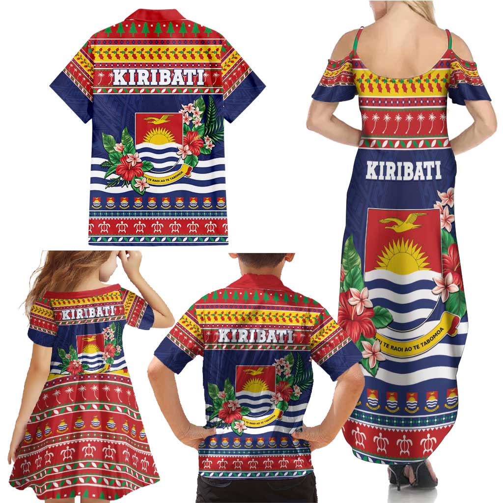 Kiribati Christmas Family Matching Summer Maxi Dress and Hawaiian Shirt Coat Of Arms Tekeraoi Te Kiritimati LT05 - Polynesian Pride