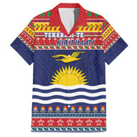 Kiribati Christmas Family Matching Tank Maxi Dress and Hawaiian Shirt Coat Of Arms Tekeraoi Te Kiritimati LT05 Dad's Shirt - Short Sleeve Red - Polynesian Pride