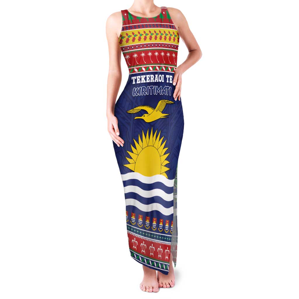 Kiribati Christmas Family Matching Tank Maxi Dress and Hawaiian Shirt Coat Of Arms Tekeraoi Te Kiritimati LT05 Mom's Dress Red - Polynesian Pride