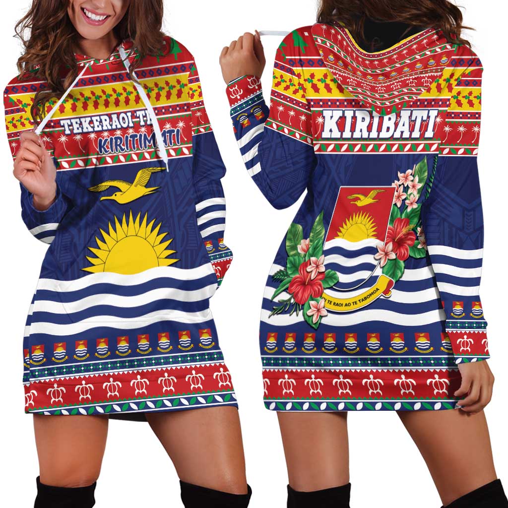 Kiribati Christmas Hoodie Dress Coat Of Arms Tekeraoi Te Kiritimati LT05 - Polynesian Pride