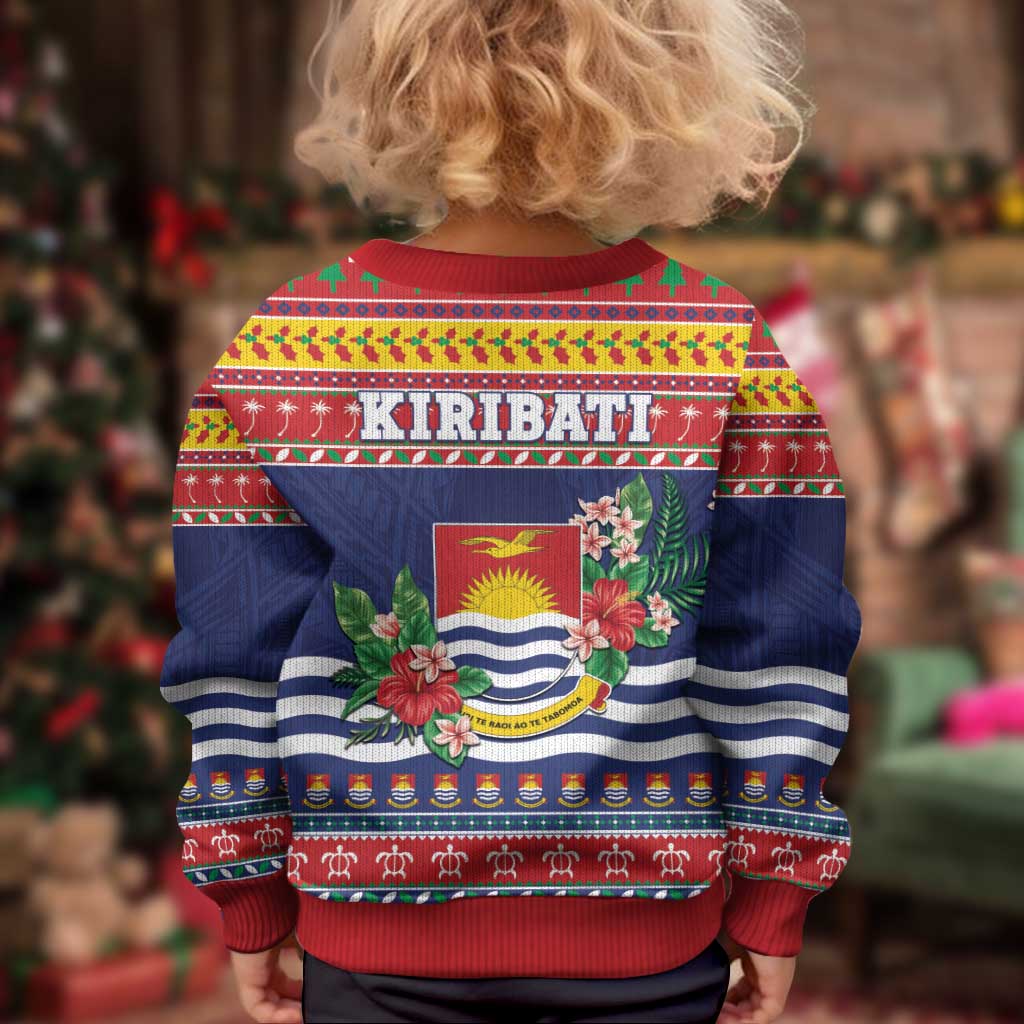Kiribati Christmas Kid Ugly Christmas Sweater Coat Of Arms Tekeraoi Te Kiritimati LT05 - Polynesian Pride