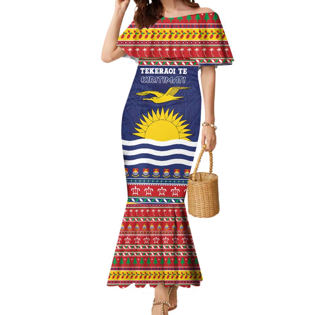 Kiribati Christmas Mermaid Dress Coat Of Arms Tekeraoi Te Kiritimati LT05 Women Red - Polynesian Pride