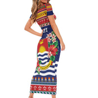 Kiribati Christmas Short Sleeve Bodycon Dress Coat Of Arms Tekeraoi Te Kiritimati LT05 - Polynesian Pride
