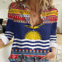 Kiribati Christmas Women Casual Shirt Coat Of Arms Tekeraoi Te Kiritimati LT05 Female Red - Polynesian Pride