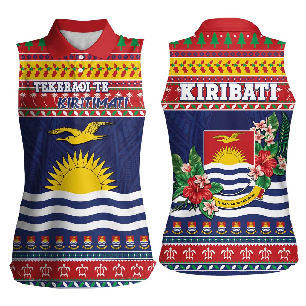 Kiribati Christmas Women Sleeveless Polo Shirt Coat Of Arms Tekeraoi Te Kiritimati LT05 - Polynesian Pride