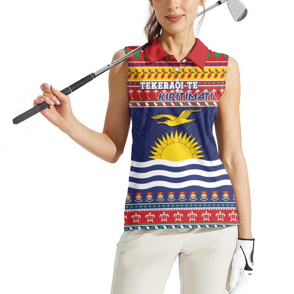 Kiribati Christmas Women Sleeveless Polo Shirt Coat Of Arms Tekeraoi Te Kiritimati LT05 - Polynesian Pride