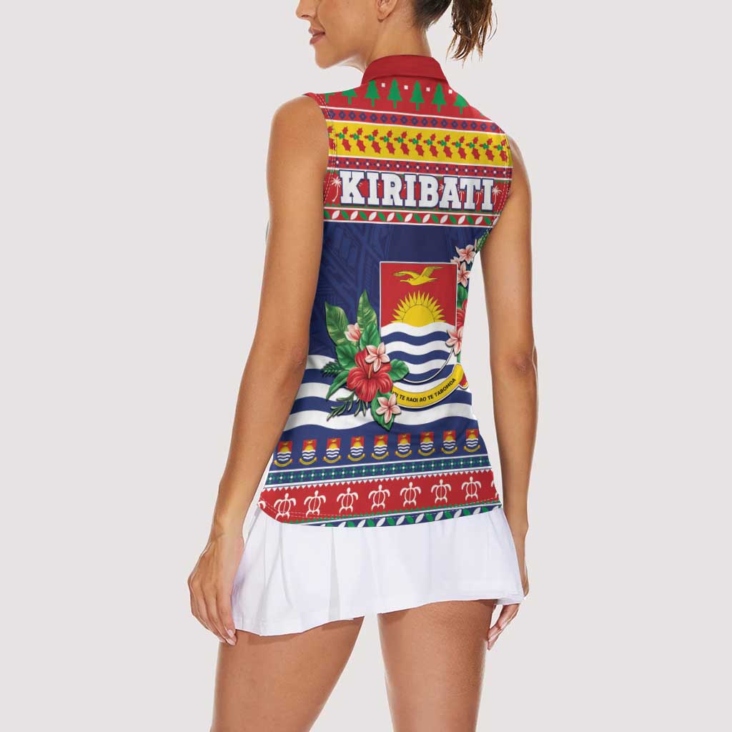 Kiribati Christmas Women Sleeveless Polo Shirt Coat Of Arms Tekeraoi Te Kiritimati LT05 - Polynesian Pride