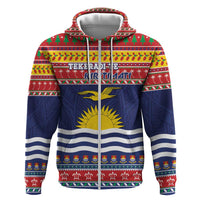Kiribati Christmas Zip Hoodie Coat Of Arms Tekeraoi Te Kiritimati LT05 Zip Hoodie Red - Polynesian Pride