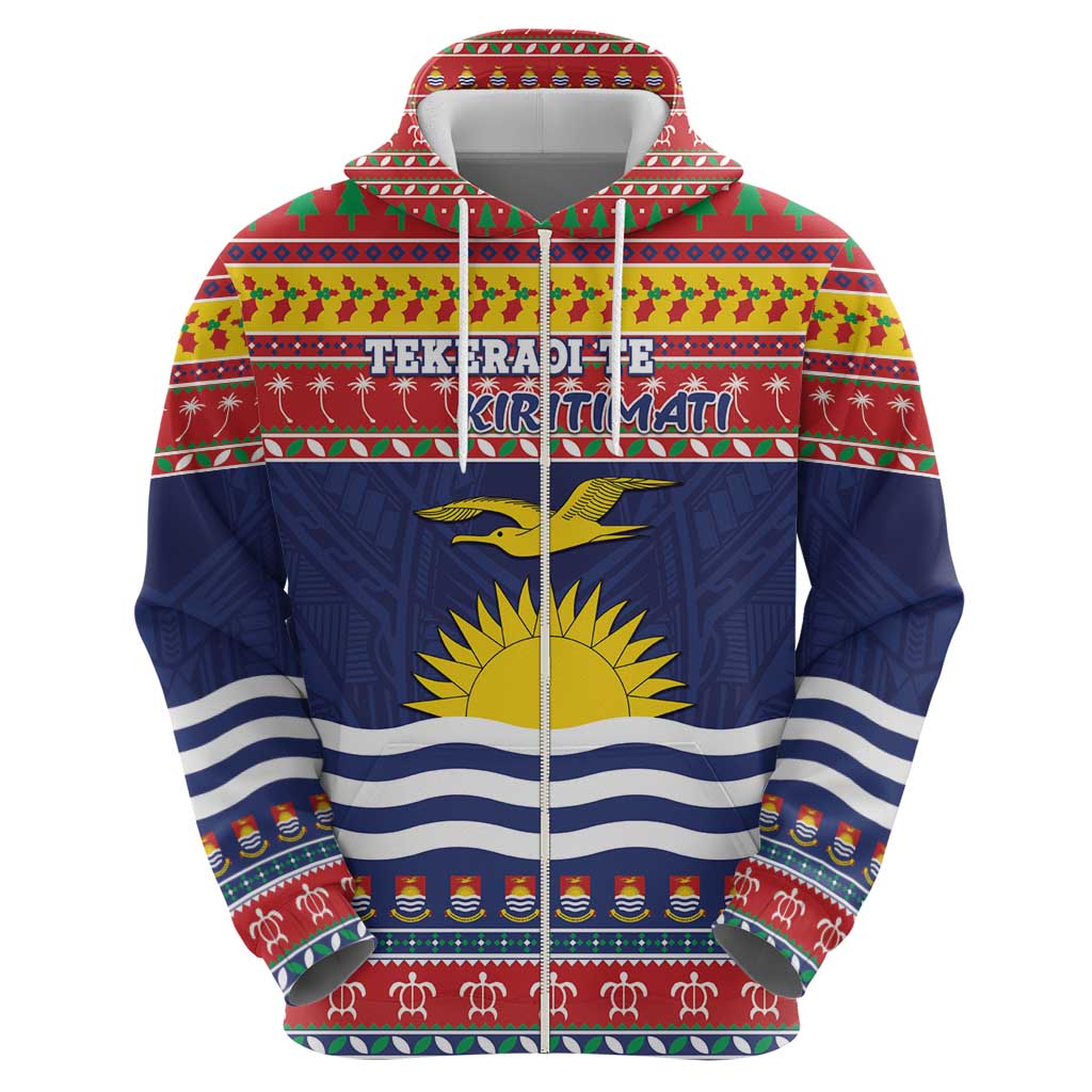 Kiribati Christmas Zip Hoodie Coat Of Arms Tekeraoi Te Kiritimati LT05 - Polynesian Pride