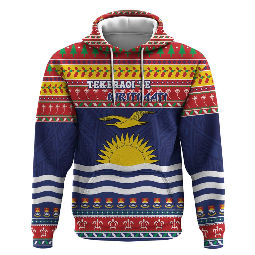 Kiribati Christmas Zip Hoodie Coat Of Arms Tekeraoi Te Kiritimati LT05 Pullover Hoodie Red - Polynesian Pride