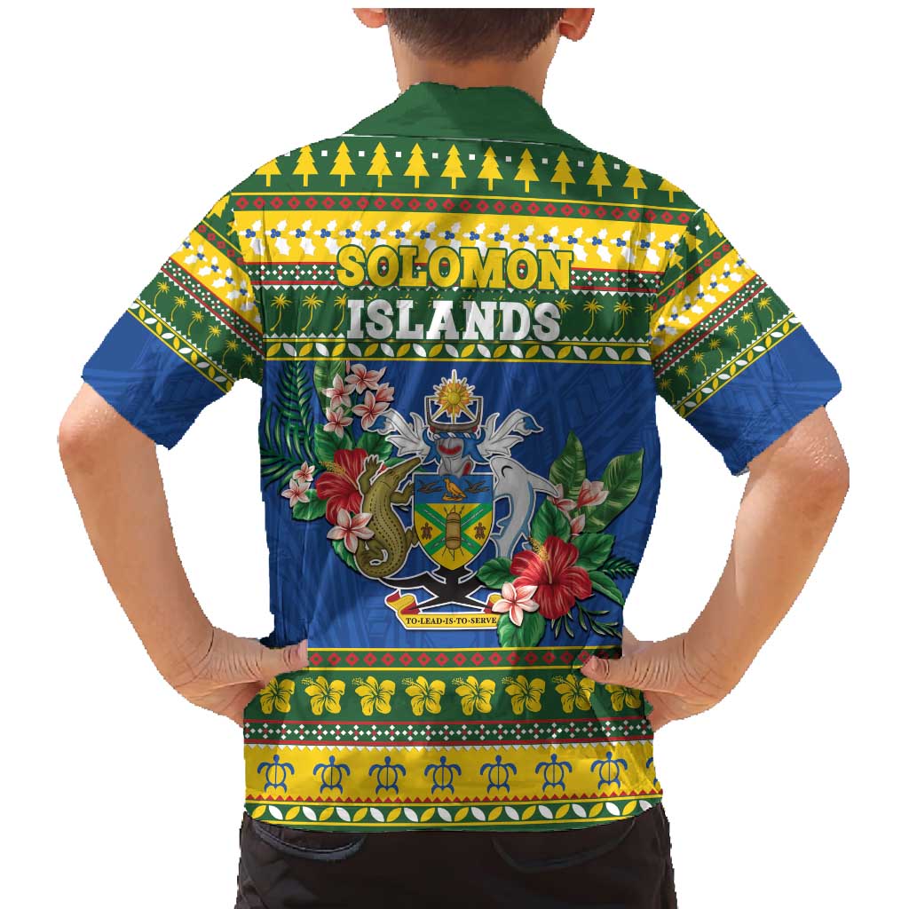 Solomon Islands Christmas Family Matching Mermaid Dress and Hawaiian Shirt Coat Of Arms Merry Xmas LT05 - Polynesian Pride
