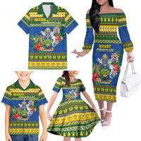 Solomon Islands Christmas Family Matching Off The Shoulder Long Sleeve Dress and Hawaiian Shirt Coat Of Arms Merry Xmas LT05 - Polynesian Pride
