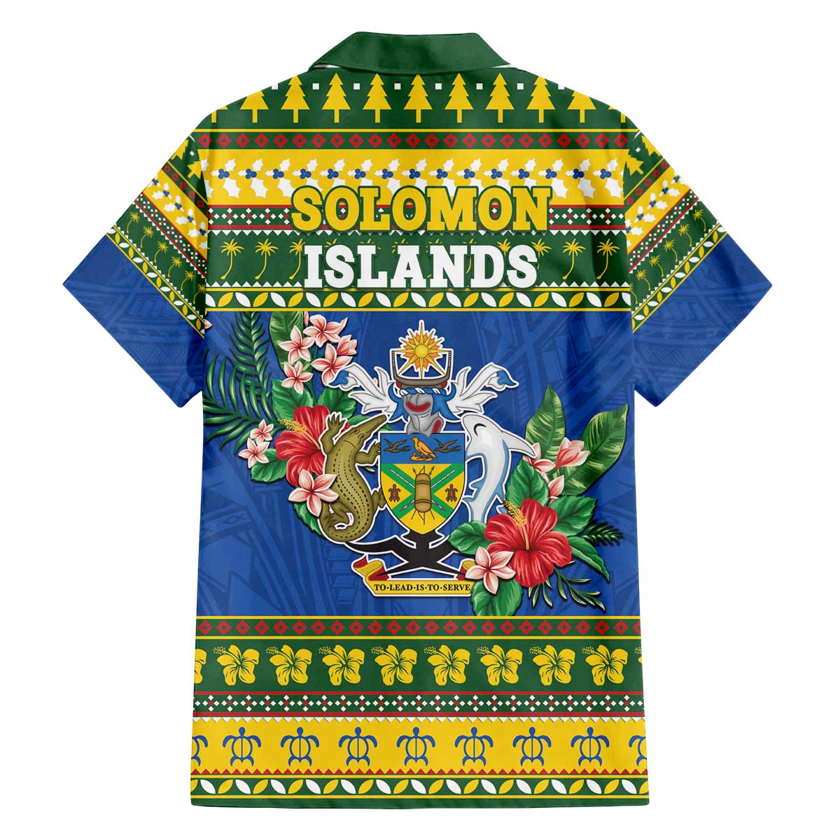 Solomon Islands Christmas Family Matching Off The Shoulder Long Sleeve Dress and Hawaiian Shirt Coat Of Arms Merry Xmas LT05 - Polynesian Pride