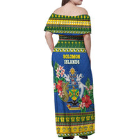 Solomon Islands Christmas Family Matching Off Shoulder Maxi Dress and Hawaiian Shirt Coat Of Arms Merry Xmas LT05 - Polynesian Pride