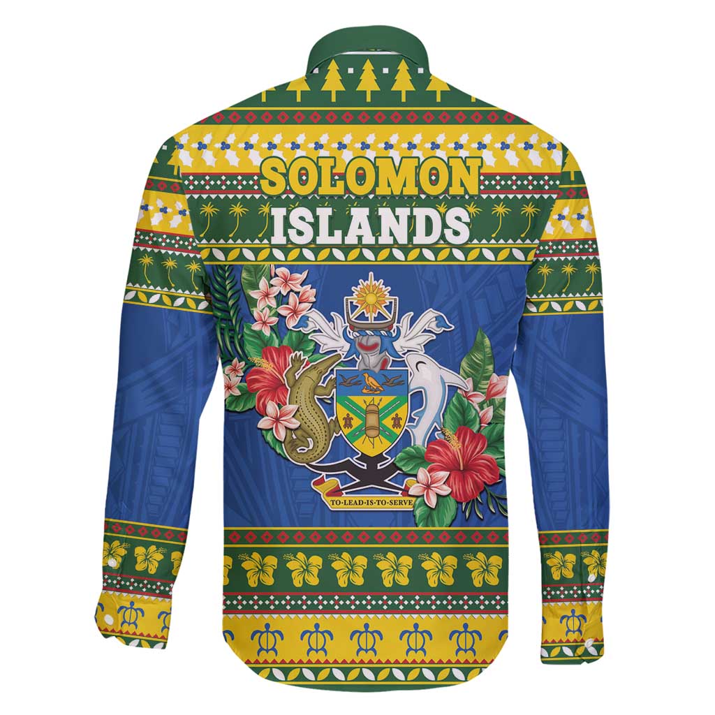 Solomon Islands Christmas Family Matching Short Sleeve Bodycon Dress and Hawaiian Shirt Coat Of Arms Merry Xmas LT05 - Polynesian Pride