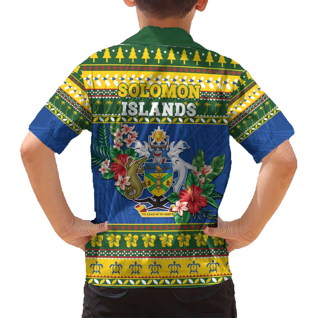Solomon Islands Christmas Family Matching Summer Maxi Dress and Hawaiian Shirt Coat Of Arms Merry Xmas LT05 - Polynesian Pride