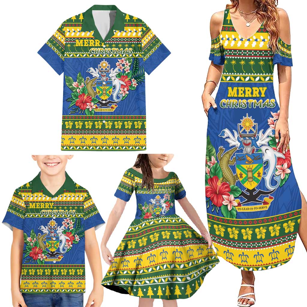 Solomon Islands Christmas Family Matching Summer Maxi Dress and Hawaiian Shirt Coat Of Arms Merry Xmas LT05 - Polynesian Pride