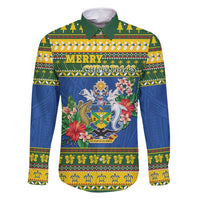 Solomon Islands Christmas Family Matching Summer Maxi Dress and Hawaiian Shirt Coat Of Arms Merry Xmas LT05 Dad's Shirt - Long Sleeve Green - Polynesian Pride