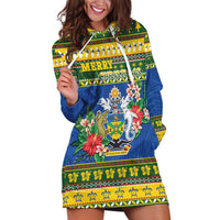 Solomon Islands Christmas Hoodie Dress Coat Of Arms Merry Xmas LT05 Green - Polynesian Pride