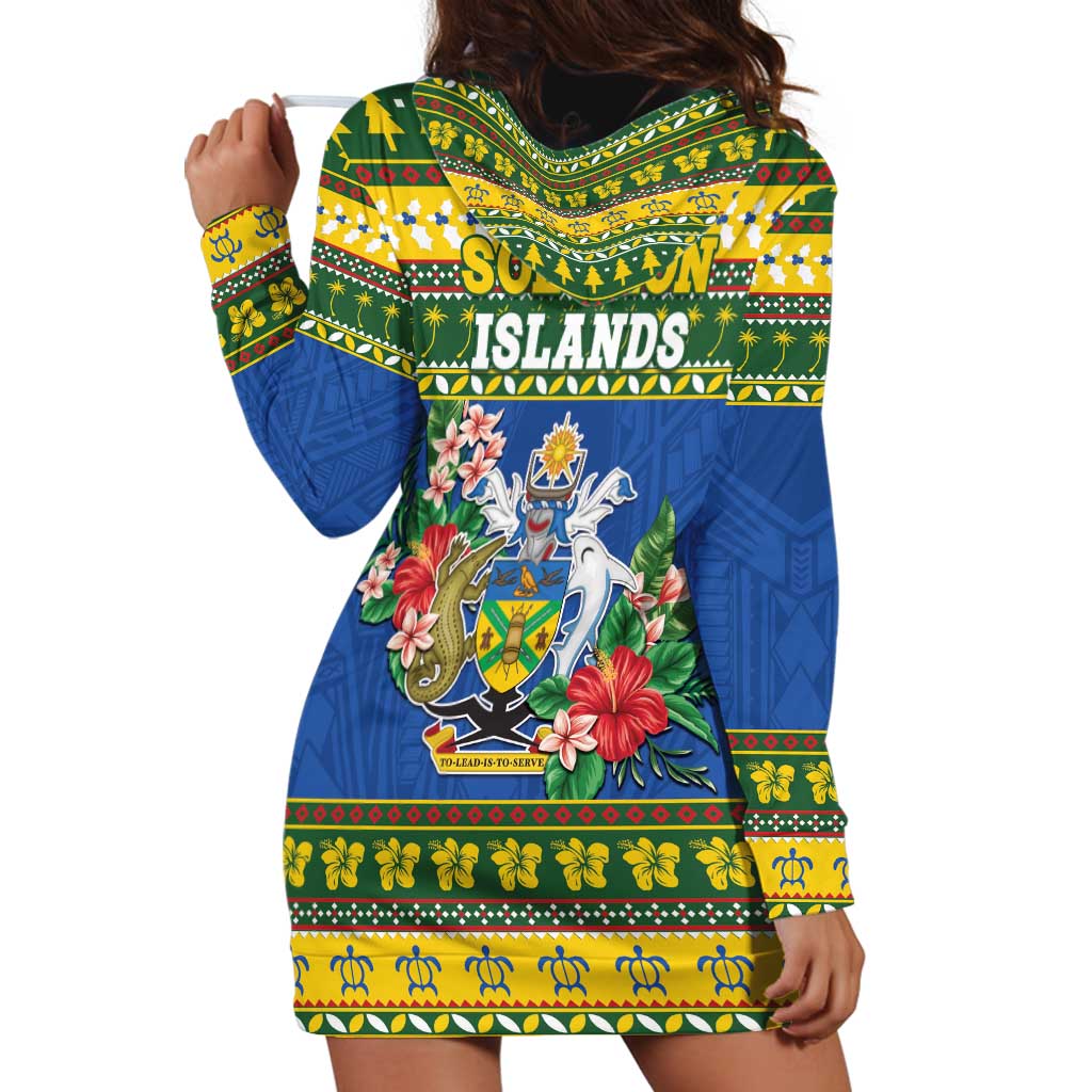 Solomon Islands Christmas Hoodie Dress Coat Of Arms Merry Xmas LT05 - Polynesian Pride