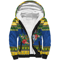 Solomon Islands Christmas Sherpa Hoodie Coat Of Arms Merry Xmas LT05 Unisex Green - Polynesian Pride