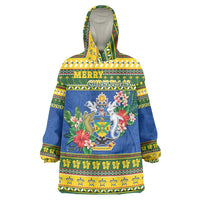 Solomon Islands Christmas Wearable Blanket Hoodie Coat Of Arms Merry Xmas LT05 One Size Green - Polynesian Pride
