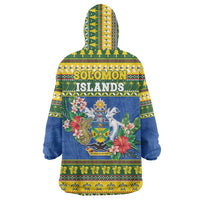 Solomon Islands Christmas Wearable Blanket Hoodie Coat Of Arms Merry Xmas LT05 - Polynesian Pride