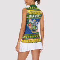 Solomon Islands Christmas Women Sleeveless Polo Shirt Coat Of Arms Merry Xmas LT05 - Polynesian Pride