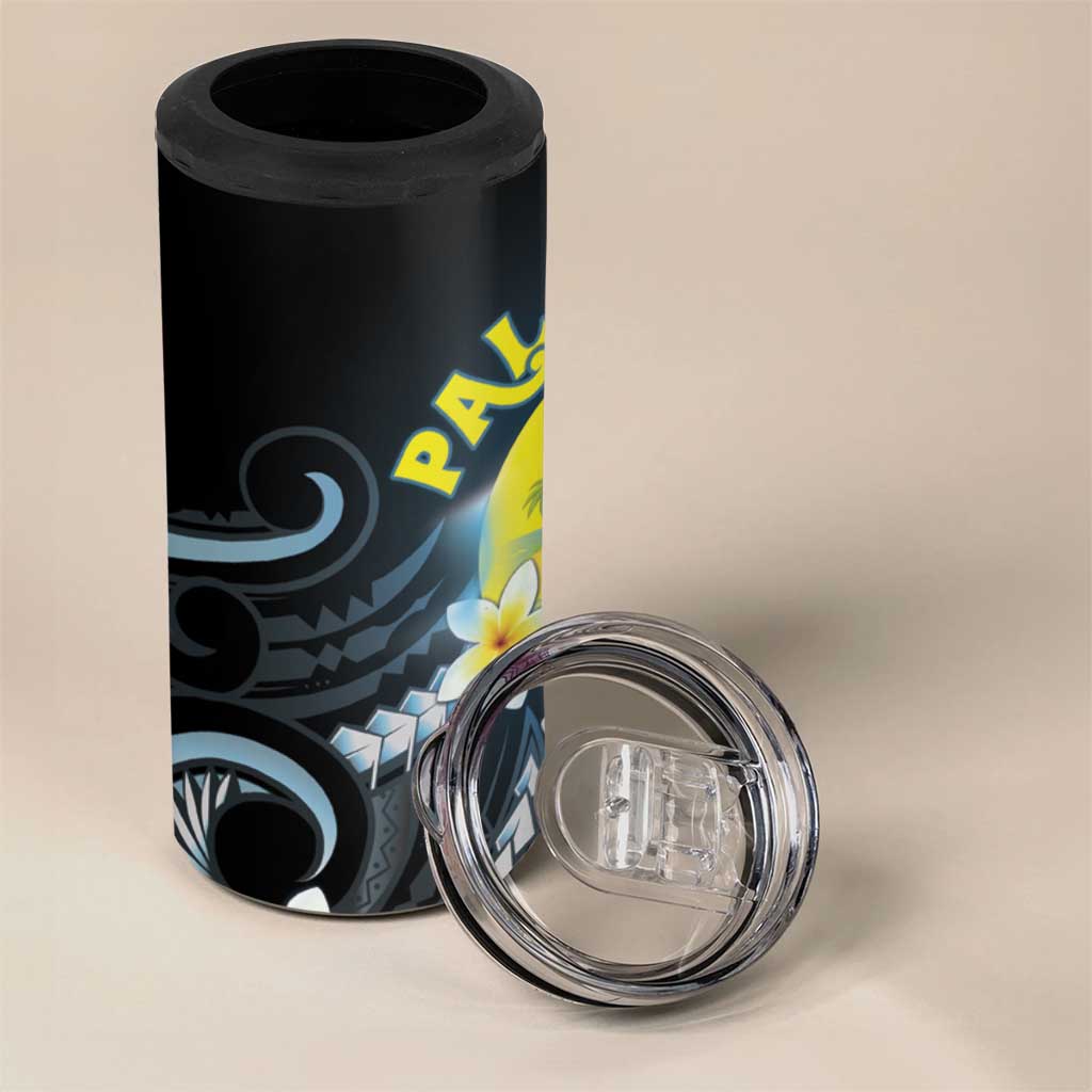 Palau United Nations Day 4 in 1 Can Cooler Tumbler Polynesian Curves Plumeria LT05 - Polynesian Pride