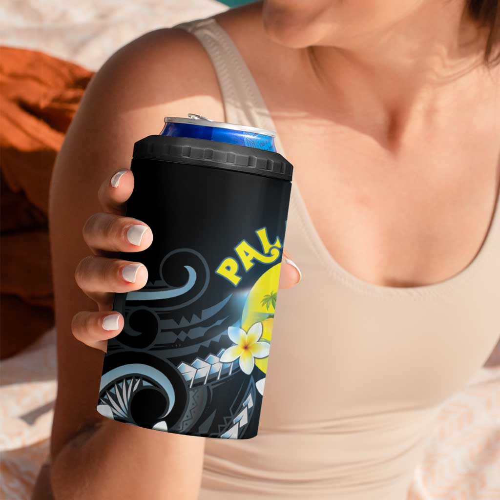 Palau United Nations Day 4 in 1 Can Cooler Tumbler Polynesian Curves Plumeria LT05 - Polynesian Pride
