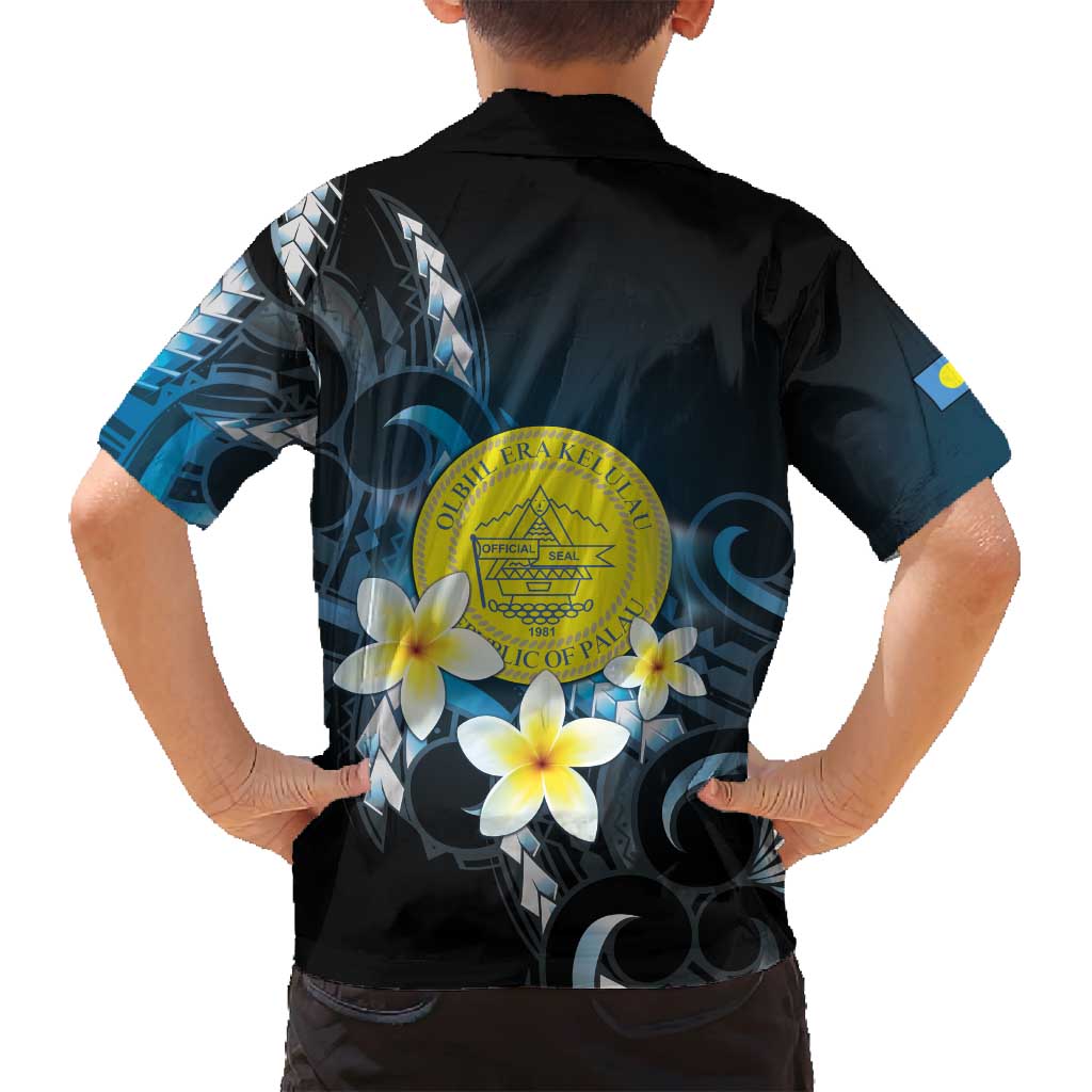Palau United Nations Day Family Matching Off Shoulder Maxi Dress and Hawaiian Shirt Polynesian Curves Plumeria LT05 - Polynesian Pride