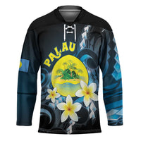 Palau United Nations Day Hockey Jersey Polynesian Curves Plumeria - Polynesian Pride